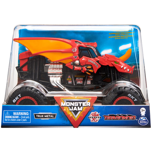 Monster Jam Bakugan Dragonoid 1:24 front view showcases authentic details and scale