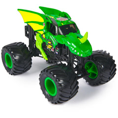 Monster Jam Bakugan Dragonoid green front view emphasizes bold graphics for collectors