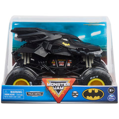Monster Jam Batman truck 1:24 front view with chrome rims for display and play