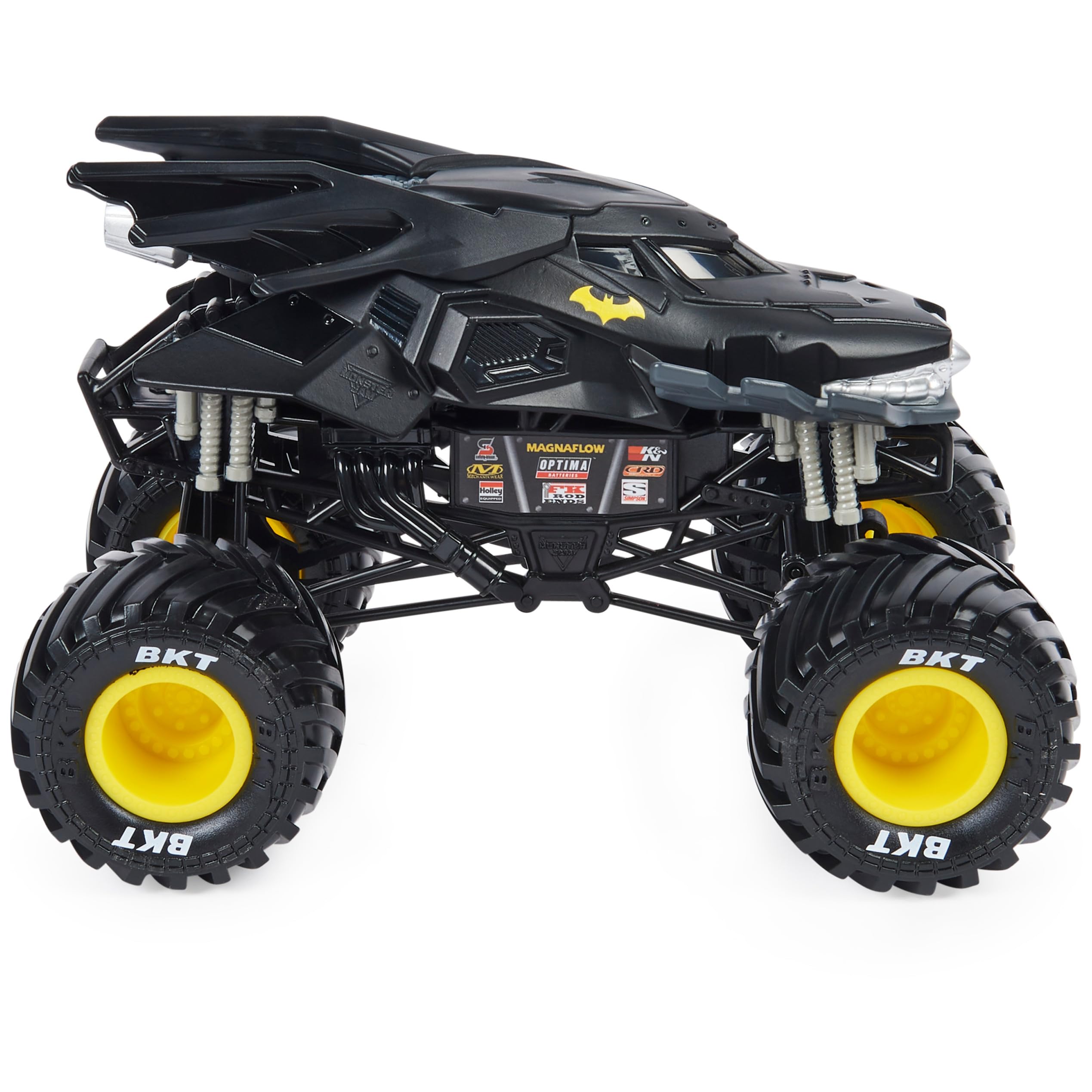 Monster Jam Batman truck 1:24 side profile highlighting bold decals