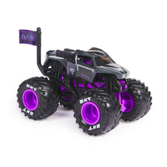 Monster Jam Black Panther 1:64 graphic emblem highlights Marvel-inspired graphics.