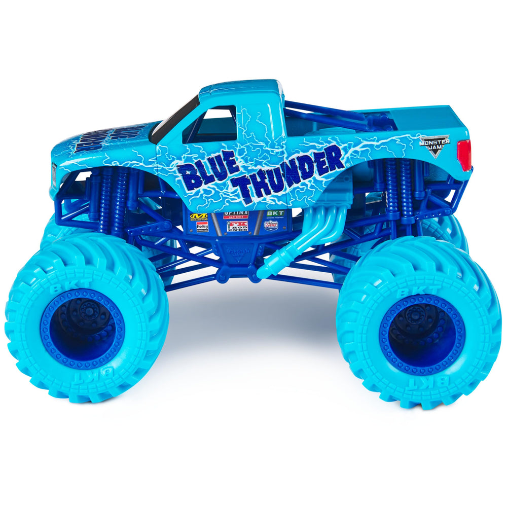 Monster Jam Blue Thunder collectible truck fits with other 1:24 scale sets.