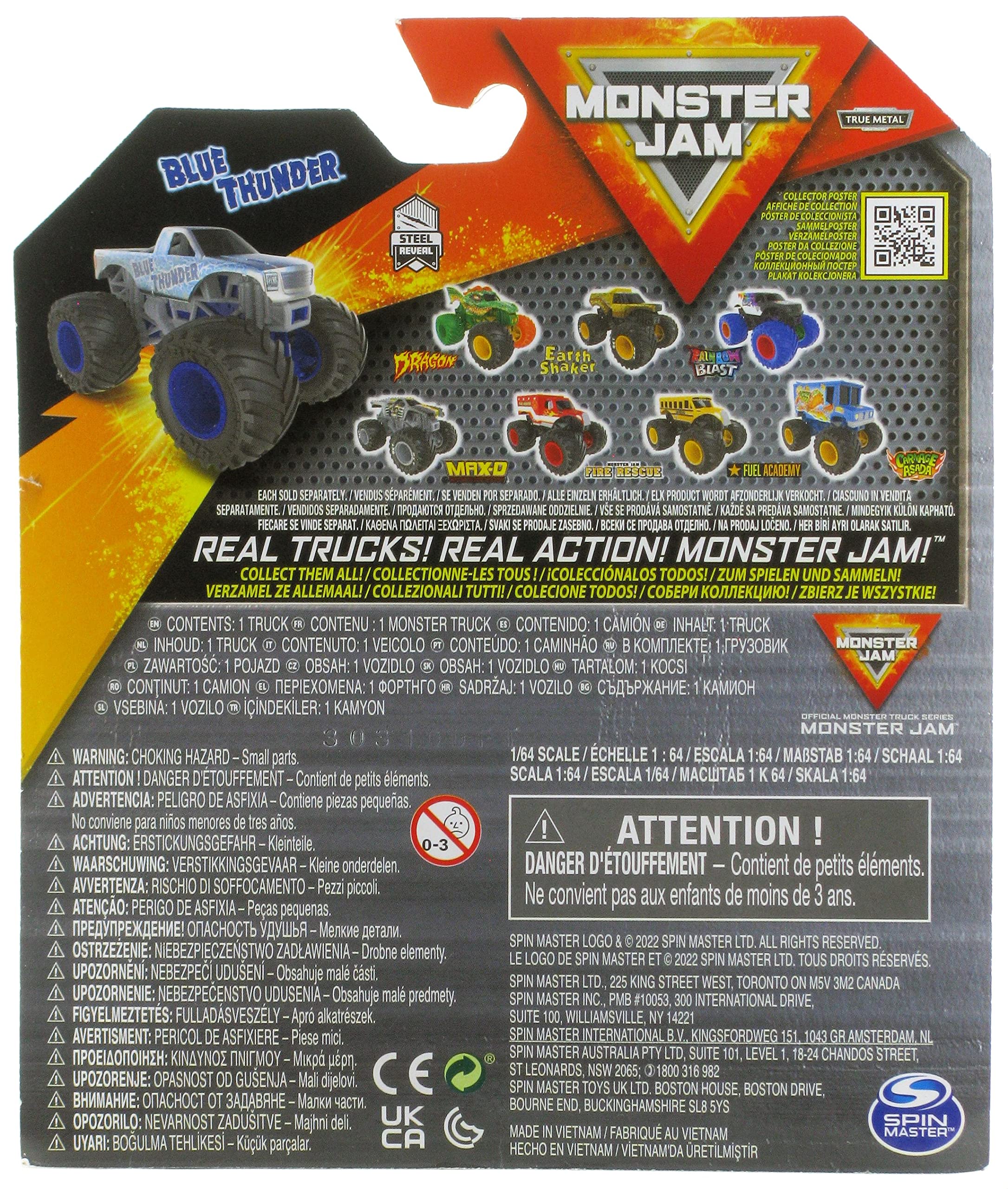 Blue Thunder diecast truck showcases detailed graphics and chassis realism for collectors.