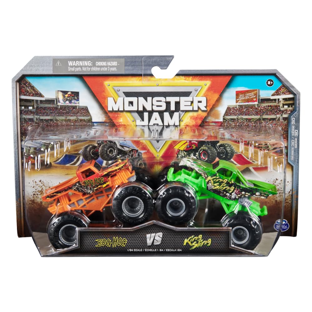Monster Jam Bog Hog 1:64 diecast truck front view for display and collection