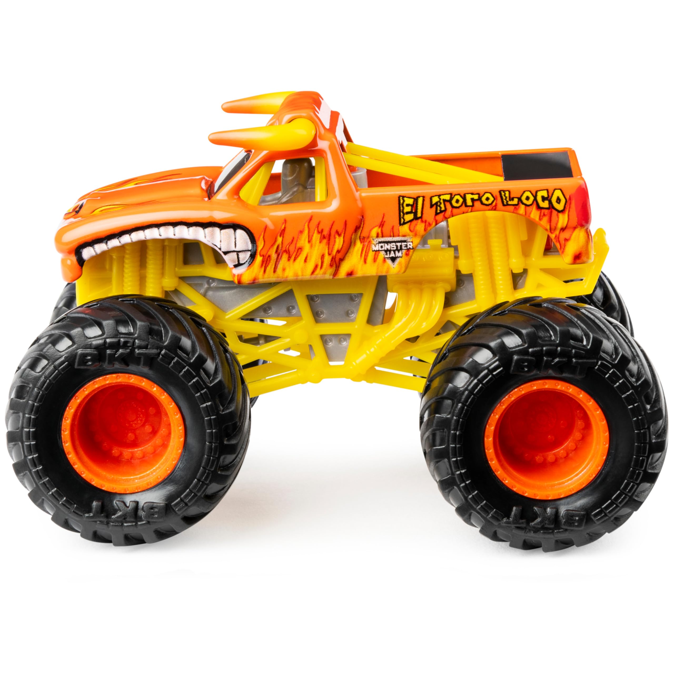 Monster Jam chrome rims and chassis detail emphasize authentic show-ready design
