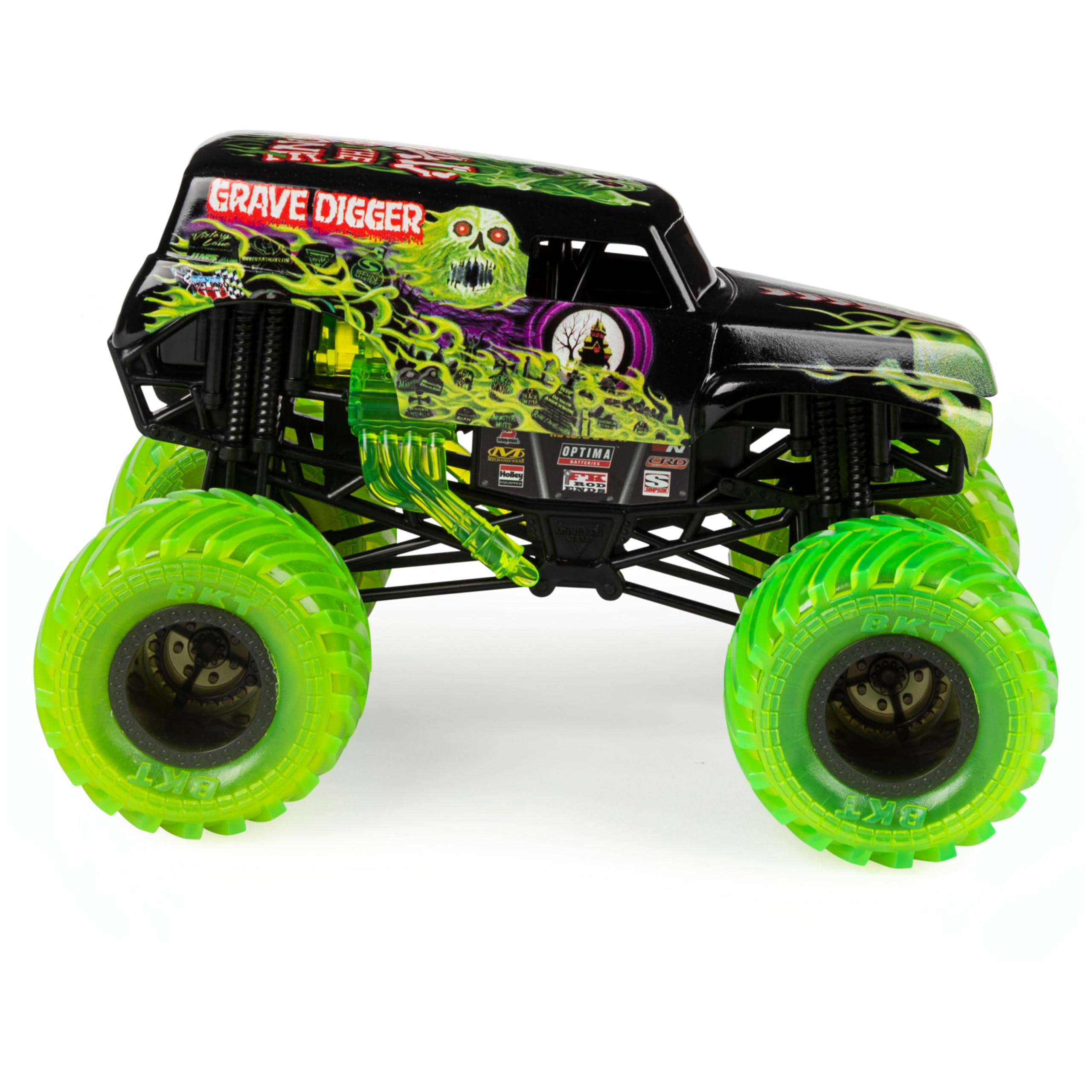 Monster Jam Curse of the Gasoline working suspension detail highlights realistic action potential.