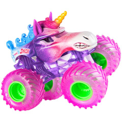Monster Jam graphics and stylized rims capture the show’s bold on-the-ground presence.