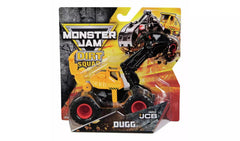 Monster Jam Dugg excavator truck front view shows rugged die-cast design for immersive play.