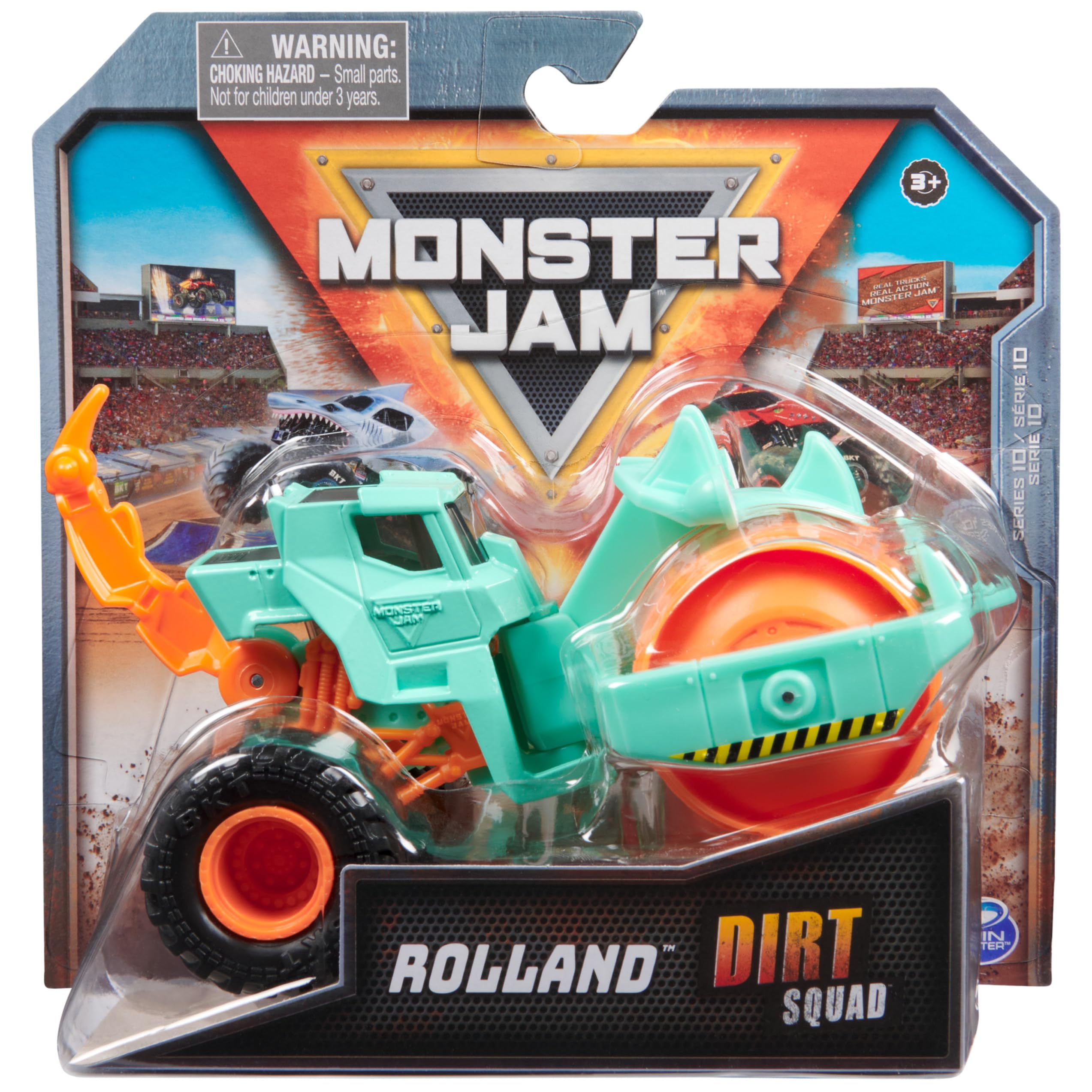 Monster Jam Dirt Squad dump truck with moving parts for dynamic play.