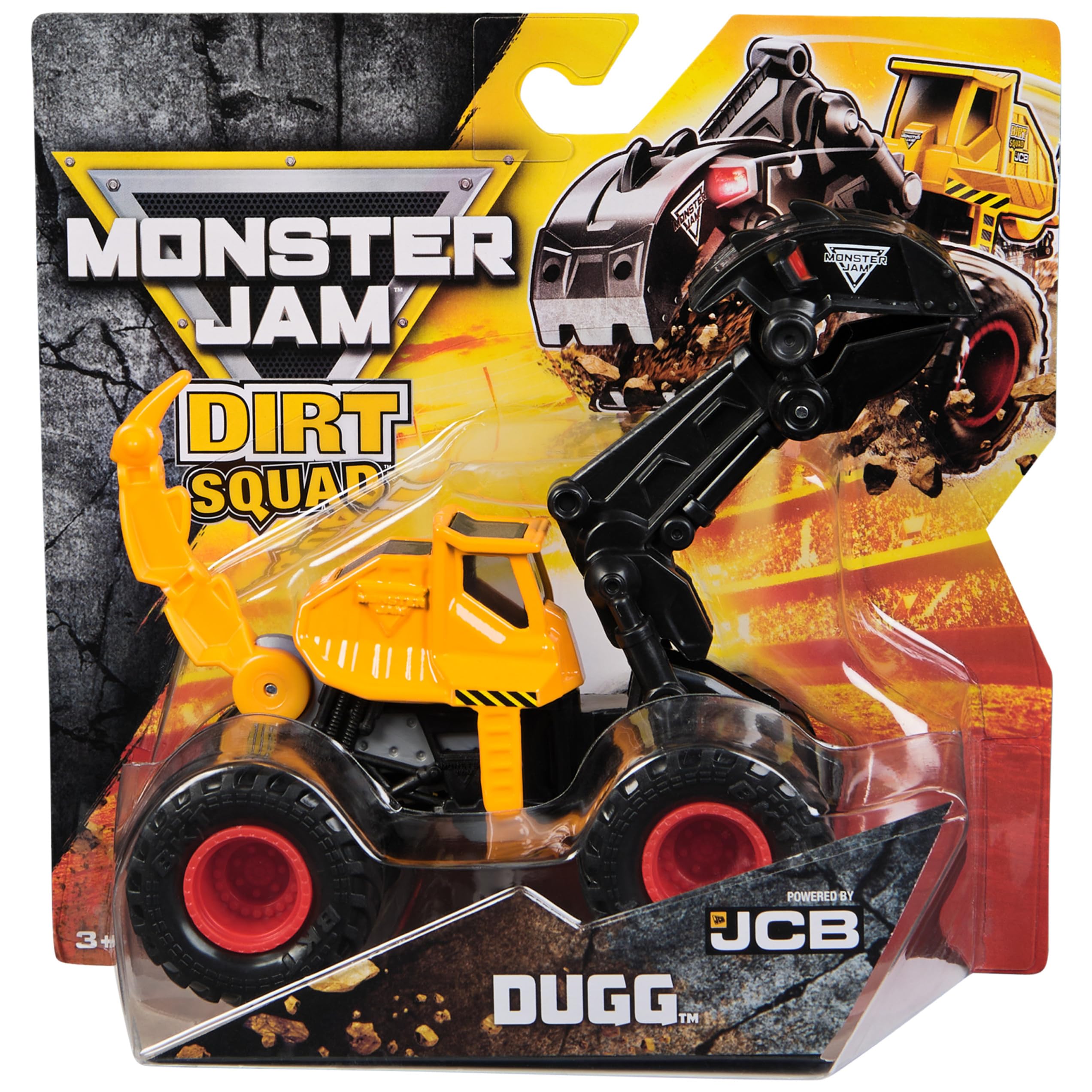 Monster Jam Dirt Squad excavator claw in action for interactive play.