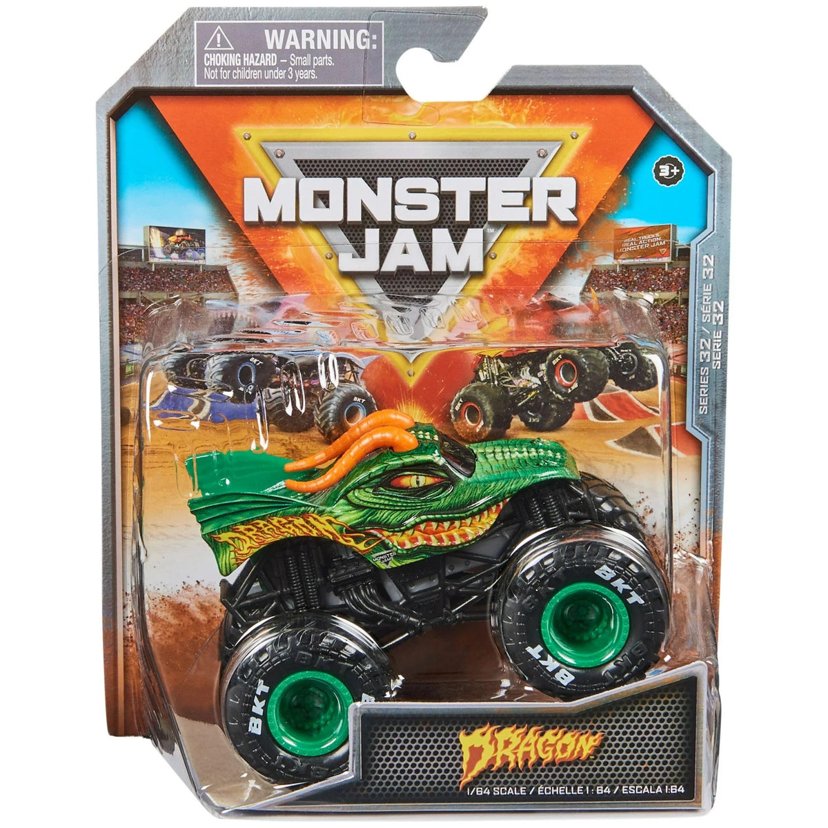 Monster Jam Dragon 1:64 diecast truck with authentic scale details for display.
