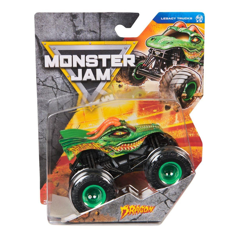 Monster Jam Dragon 1:64 die-cast side view for immersive display and play