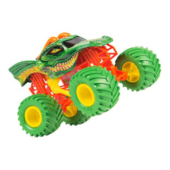 Monster Jam Dragon truck with oversized BKT tires ready for indoor or outdoor stunts