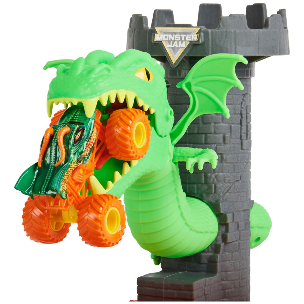 Castle turret landing zone offers a dramatic target for stunts and resets.
