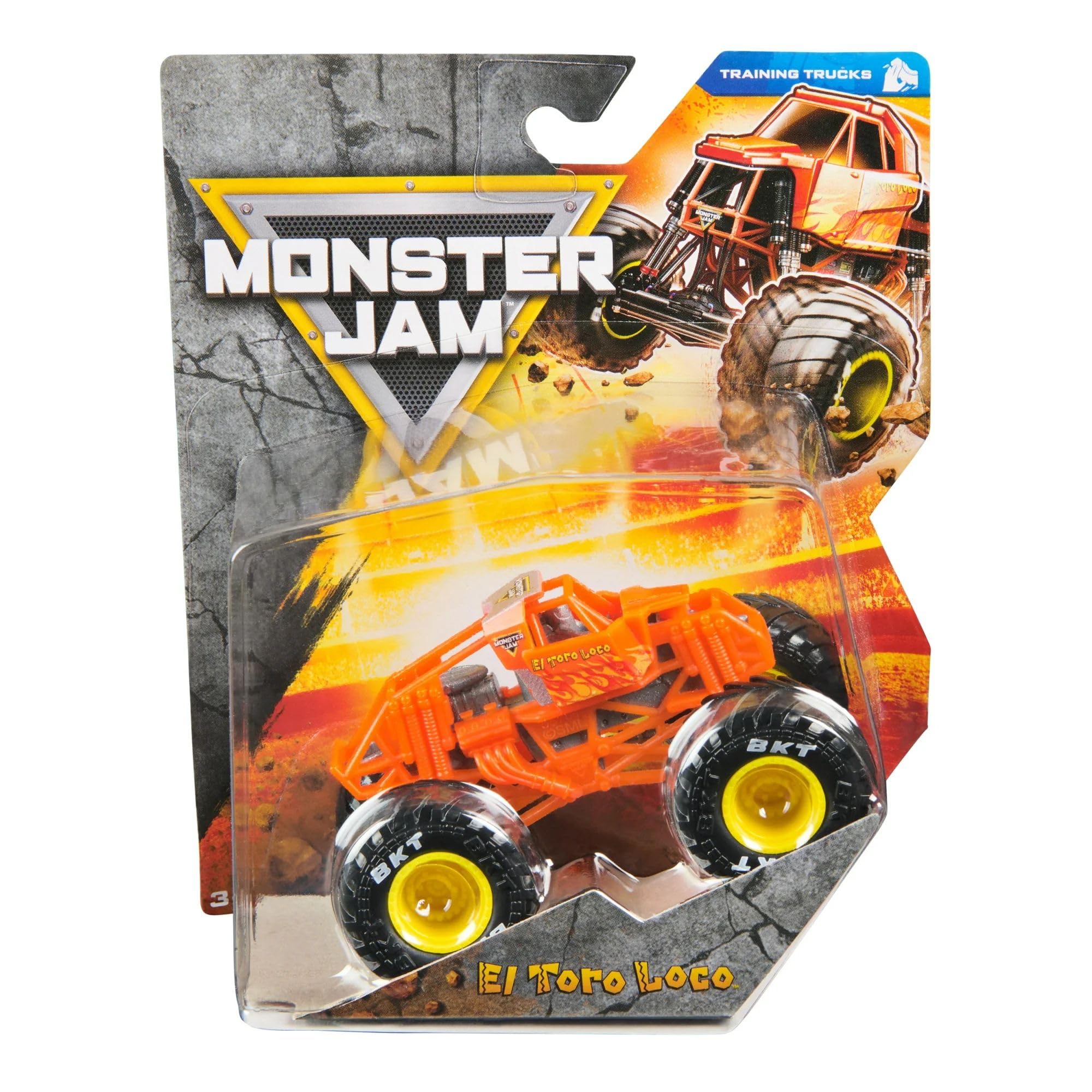 Monster Jam El Toro Loco 1:64 front view with official graphics.