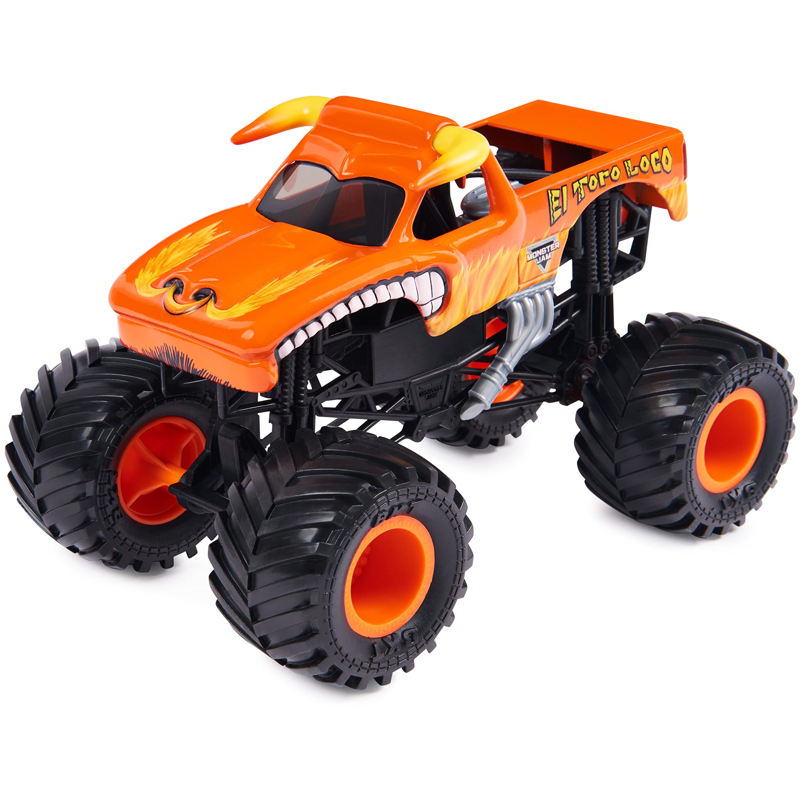 El Toro Loco truck showing the working suspension for realism.