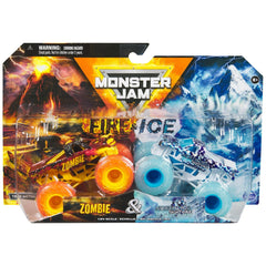 Monster Jam Fire and Ice Zombie close-up shows bold graphics for dynamic play.