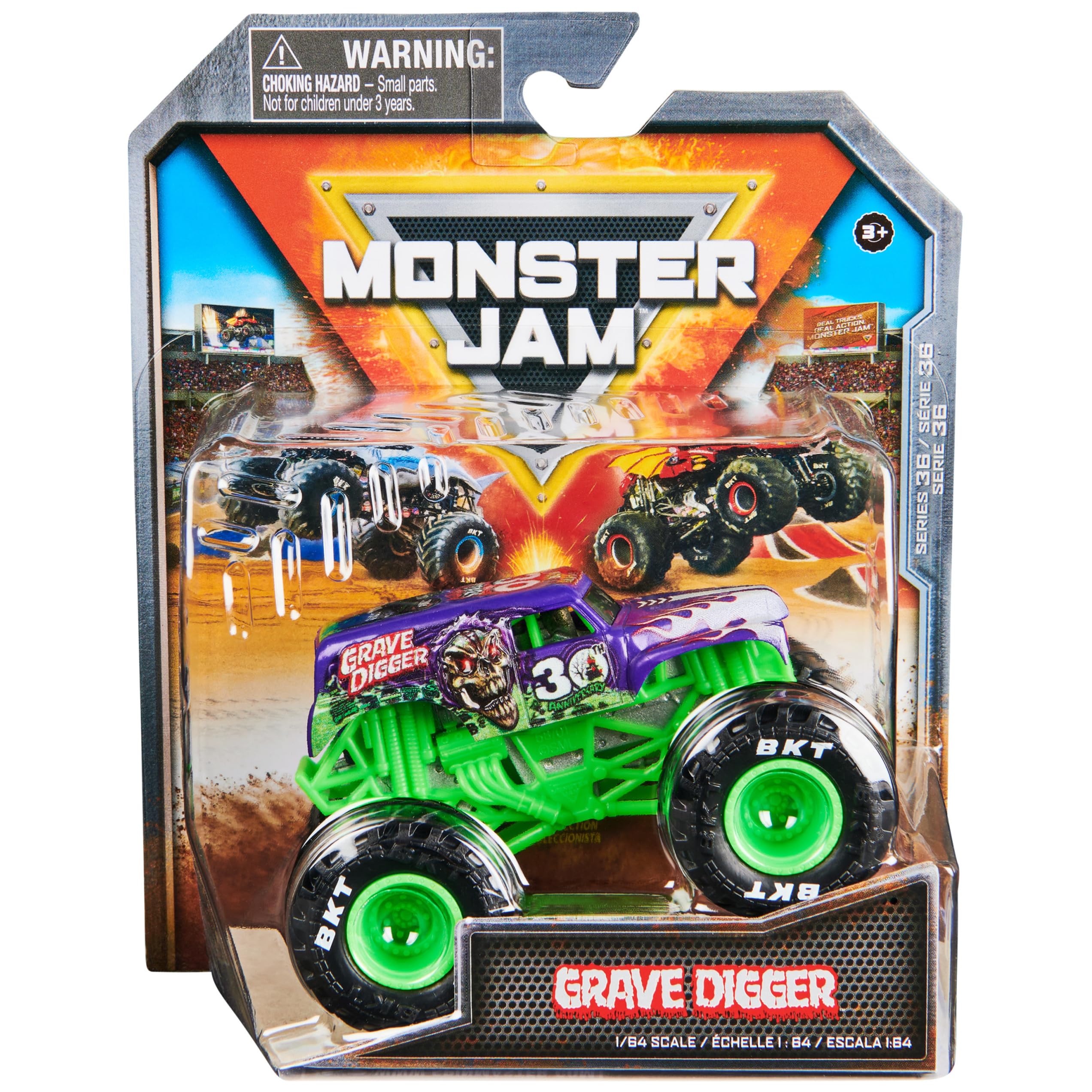 Monster Jam Grave Digger 1:64 die-cast truck with authentic detailing for play and display.