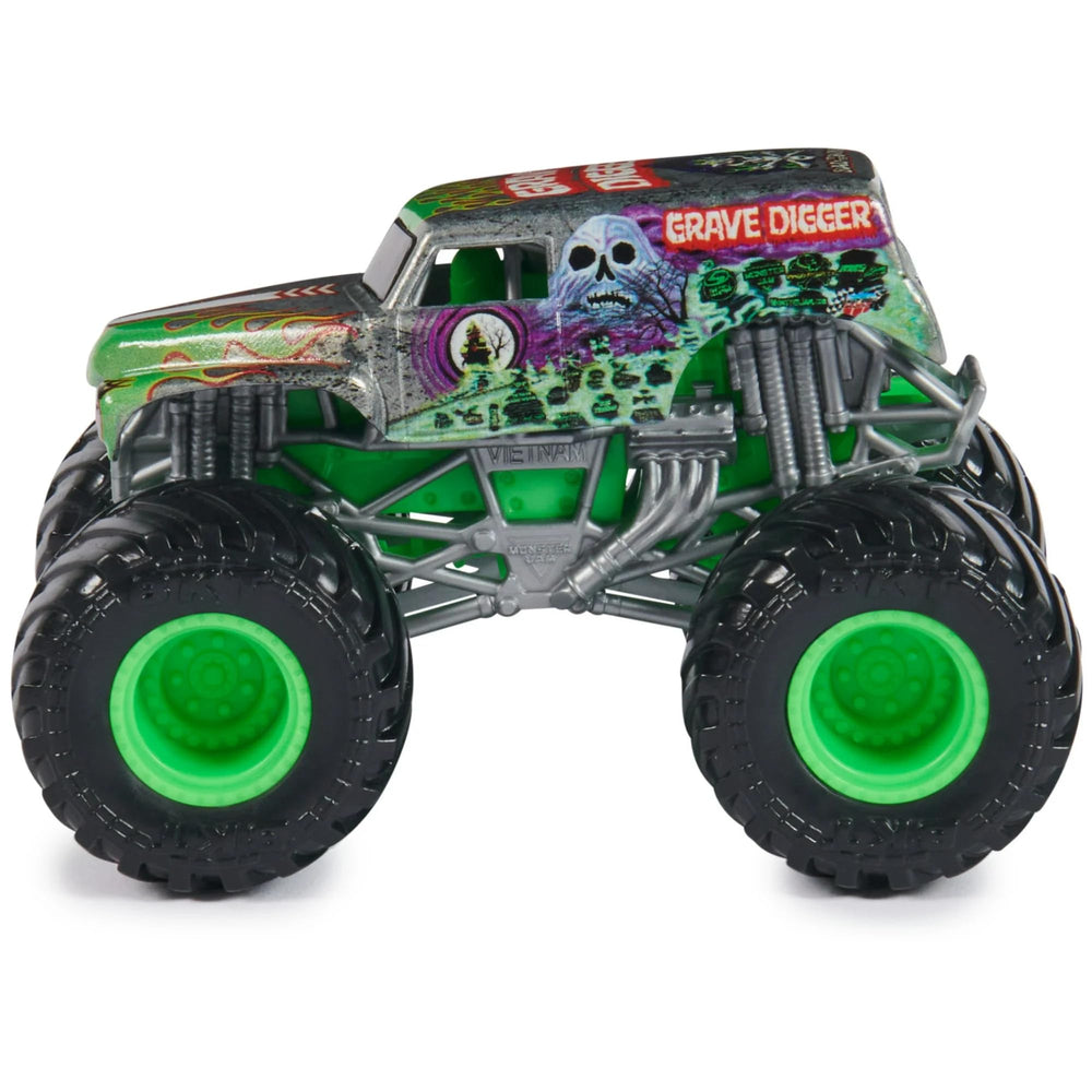 Monster Jam Grave Digger 1:64 die-cast truck with authentic graphics for play and display.