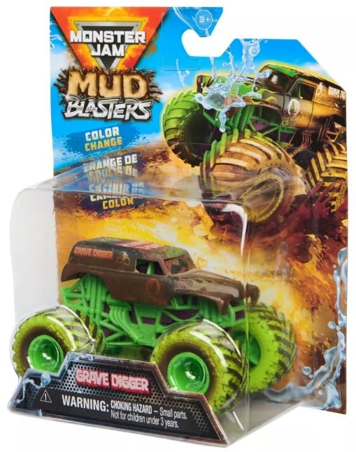 Monster Jam Grave Digger color-change side view with authentic graphics for collectors.