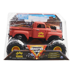 Monster Jam Grave Digger retro front view with bold decals for display and play.