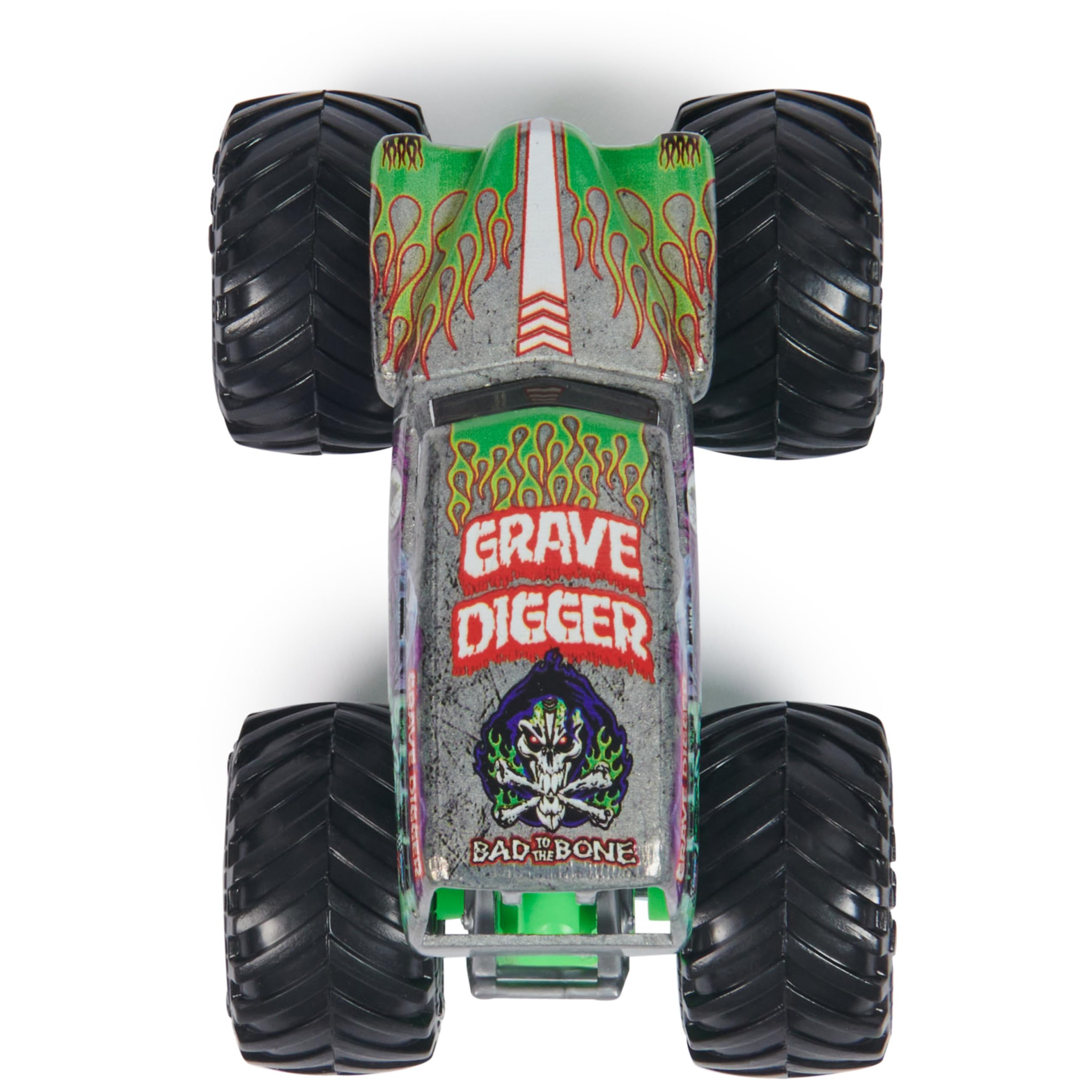 Grave Digger side view showing compact 1:64 scale for display and play
