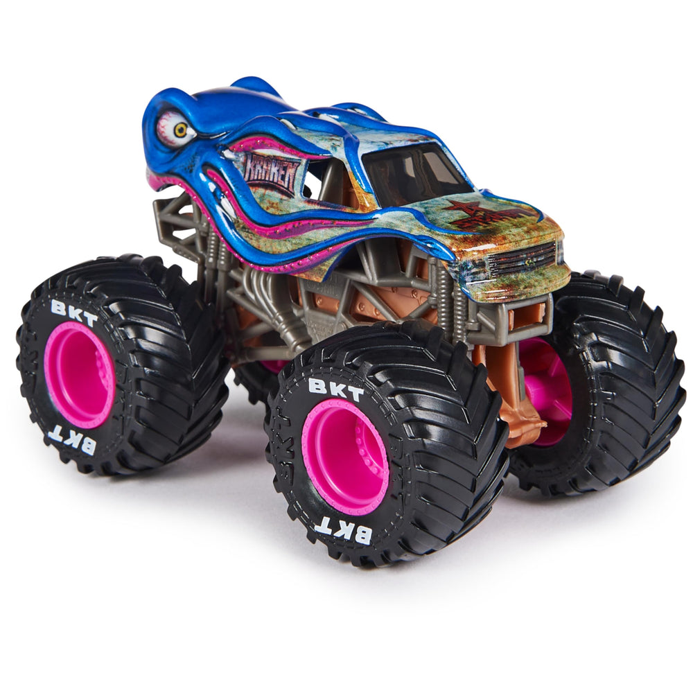 Monster Jam Kraken 1:64 truck detail close-up with authentic graphics