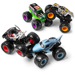 Monster Jam Land vs Sea 1:64 pack side view highlighting authentic detailing