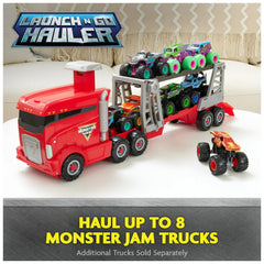 Slam Launch action shows the launcher propelling trucks for dynamic stunts.