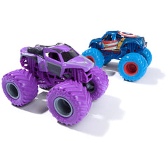 Monster Jam Marvel 2-pack display-ready die-cast trucks for collection.