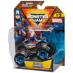 Monster Jam Marvel Captain America display shot for hero shelves.