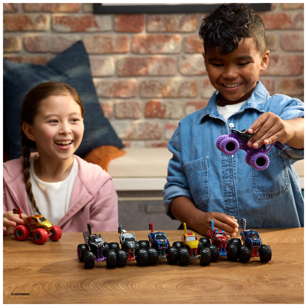 Monster Jam Marvel Captain America packaged truck ready for gifting.