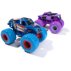 Monster Jam Marvel Iron Man vs War Machine 1:64 die-cast trucks boost heroic role-play.