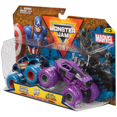Monster Jam Marvel duo-pack packaging sparks imaginative battles and easy gifting.
