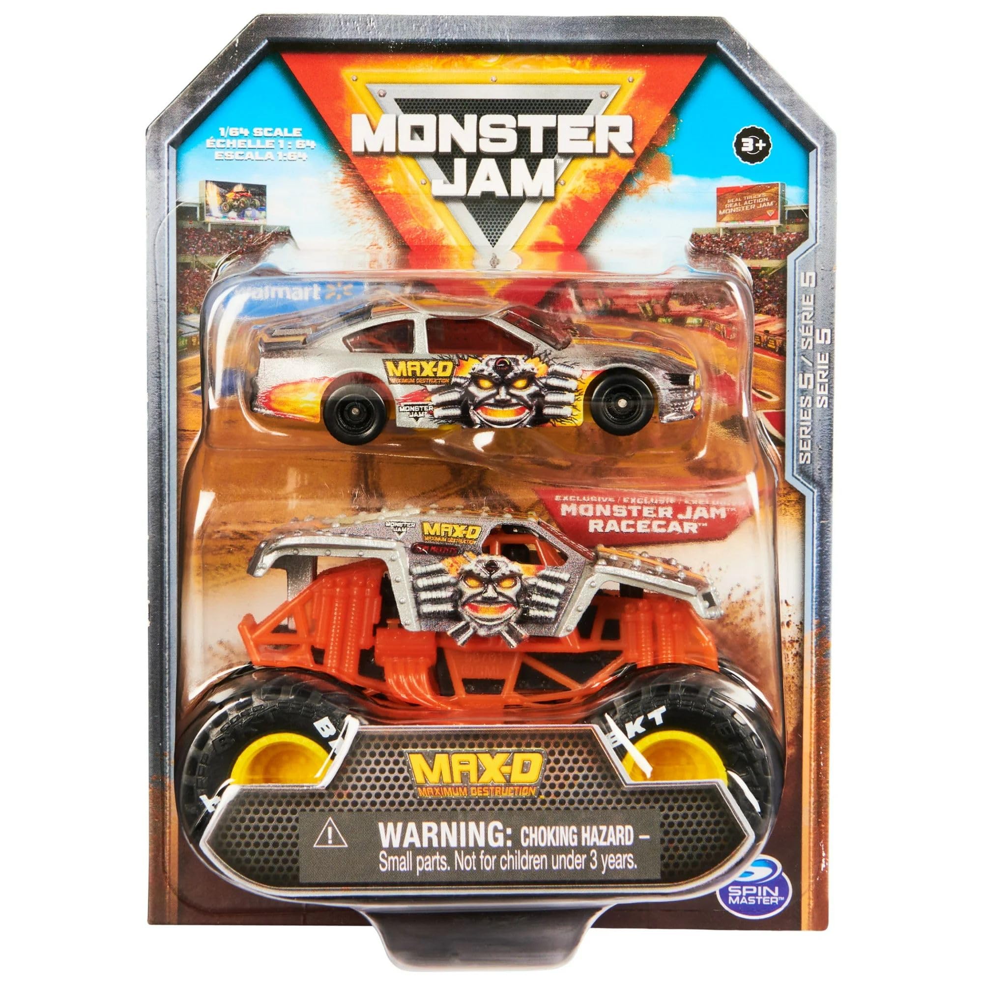 Monster Jam Max-D 1:64 truck with a glossy finish for display and play.