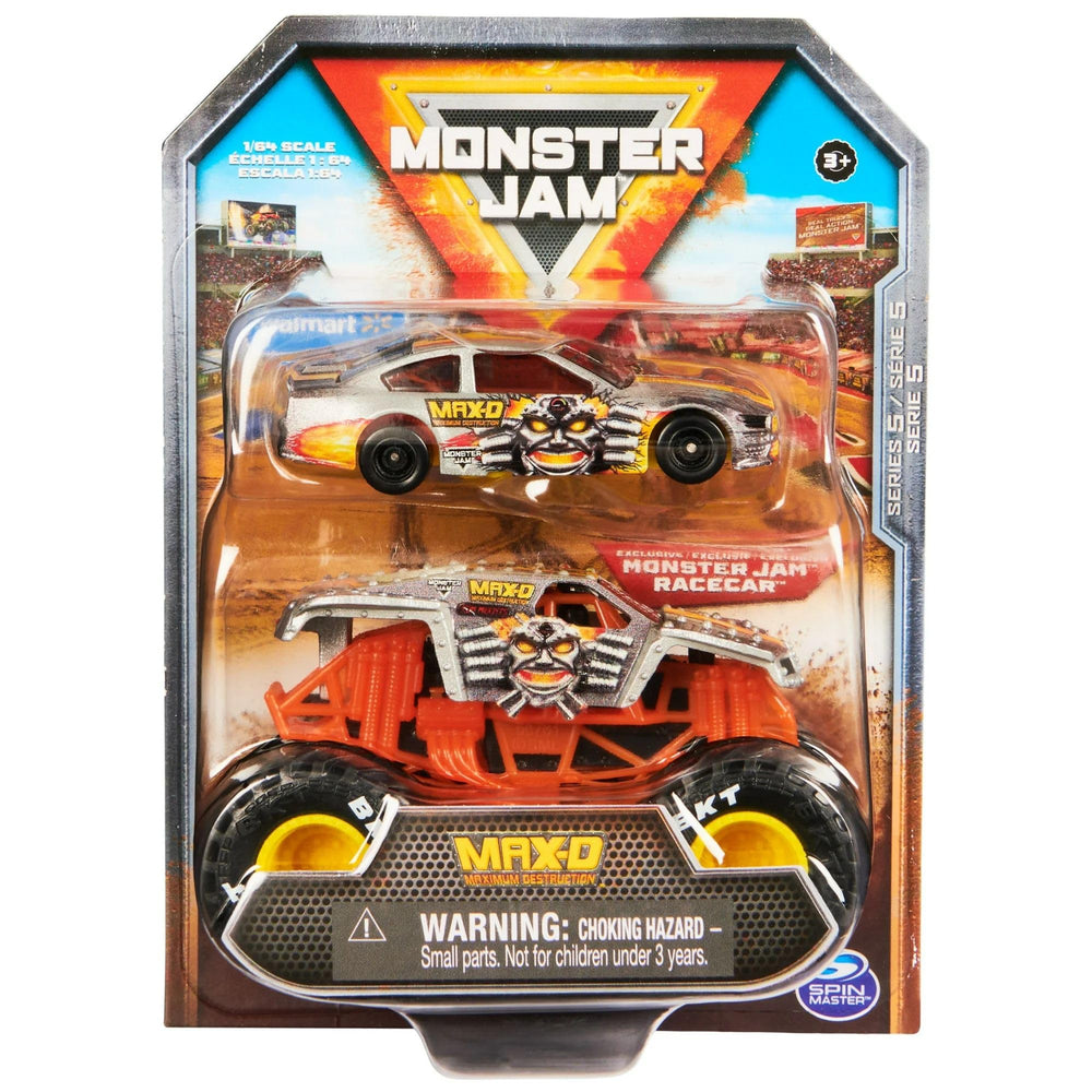 Monster Jam Max-D 1:64 truck with a glossy finish for display and play.