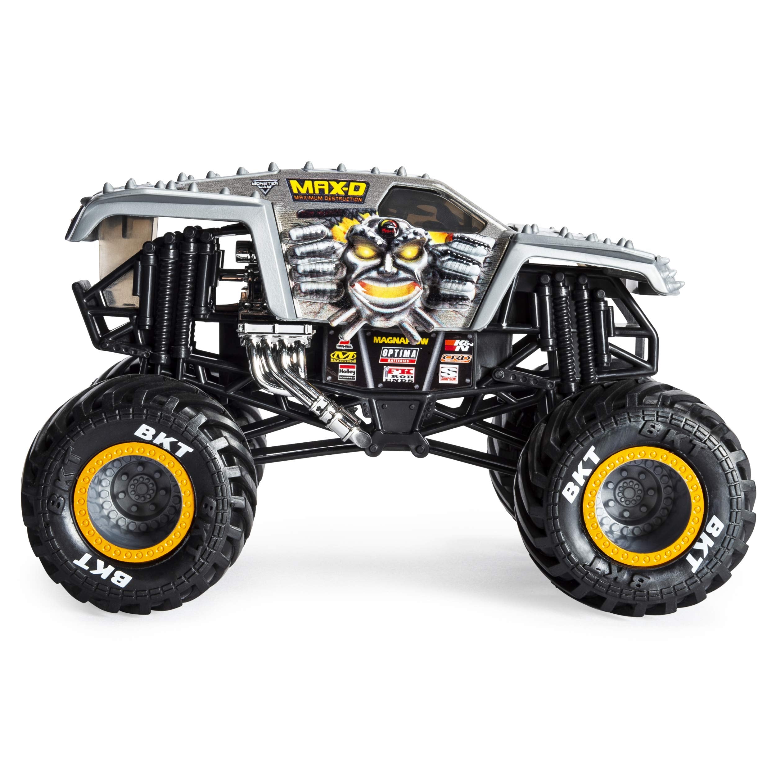 Monster Jam Max D close-up graphics showcase official branding for fans.