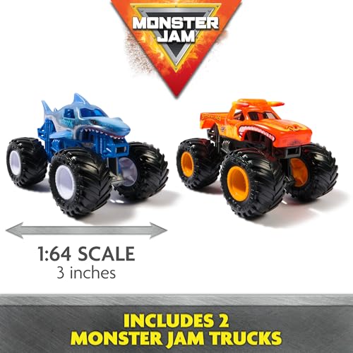 Megalodon 1-64 die-cast truck by Monster Jam featuring chrome rims.