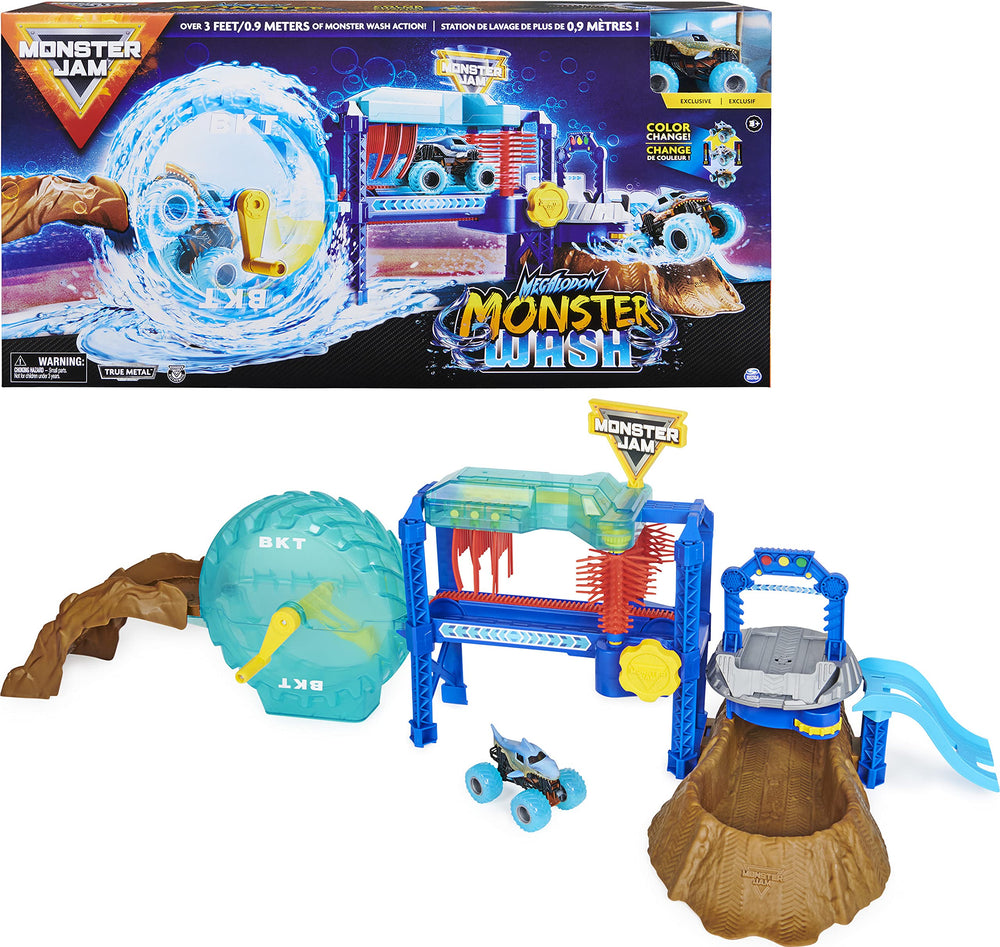 Monster Jam Megalodon wash on ramp showing color-changing action for play
