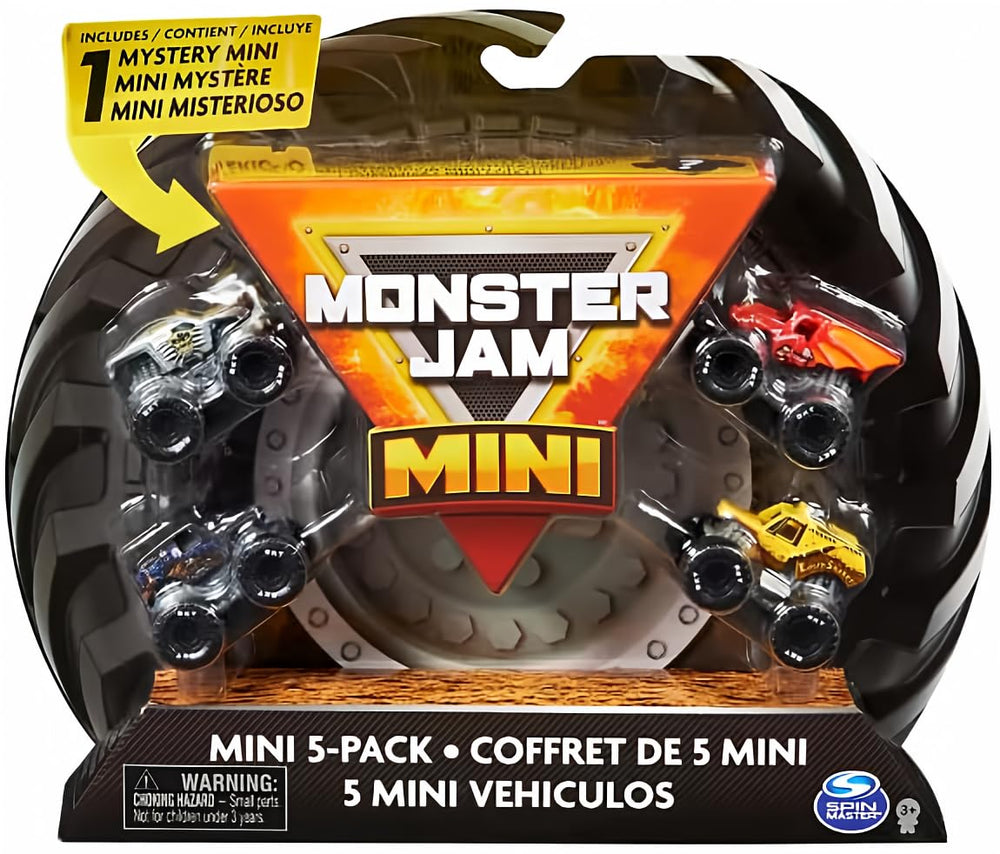 Monster Jam Mini 5-pack trucks with detailed graphics for action-packed play