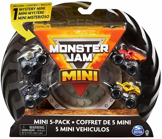 Monster Jam Mini 5-pack trucks with detailed graphics for action-packed play