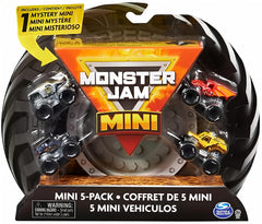 Monster Jam Mini 5-pack trucks with detailed graphics for action-packed play