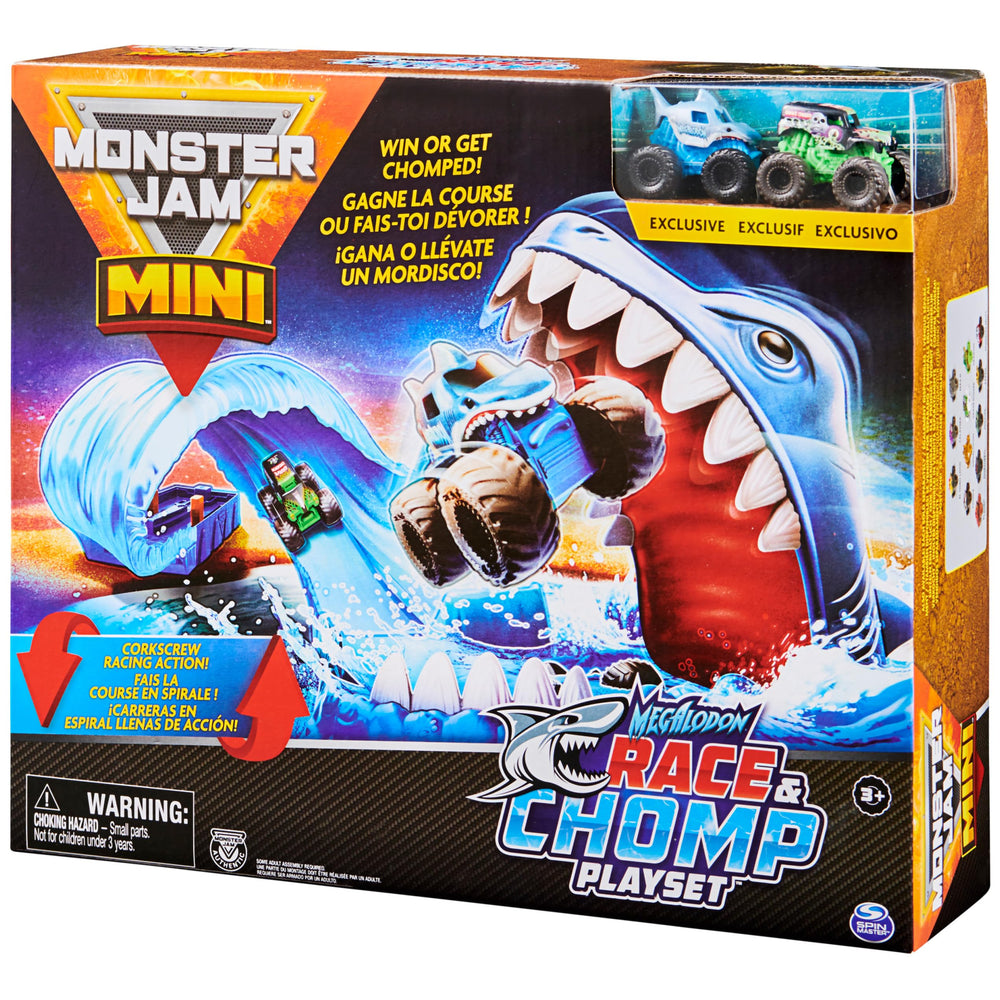 Monster Jam playset compatible with other mini trucks for expanded racing