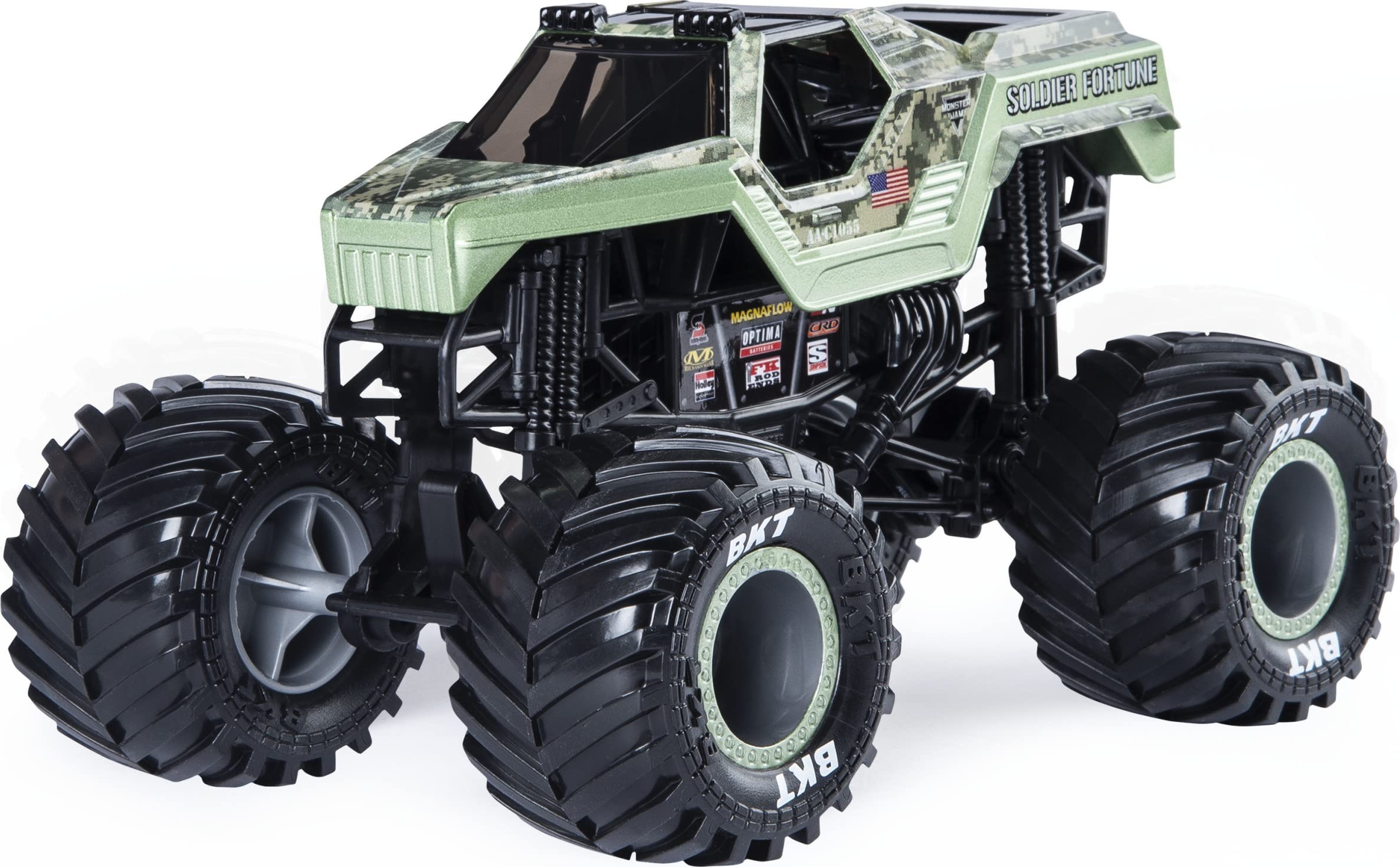 Monster Jam MNJ VHC suspension in action for dynamic jumps and smoother landings.