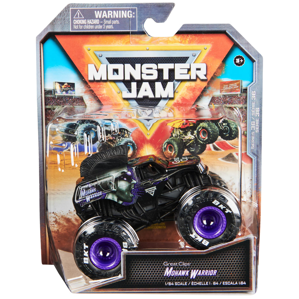 Monster Jam Mohawk Warrior 1:64 die-cast truck ready for durable, imaginative play.