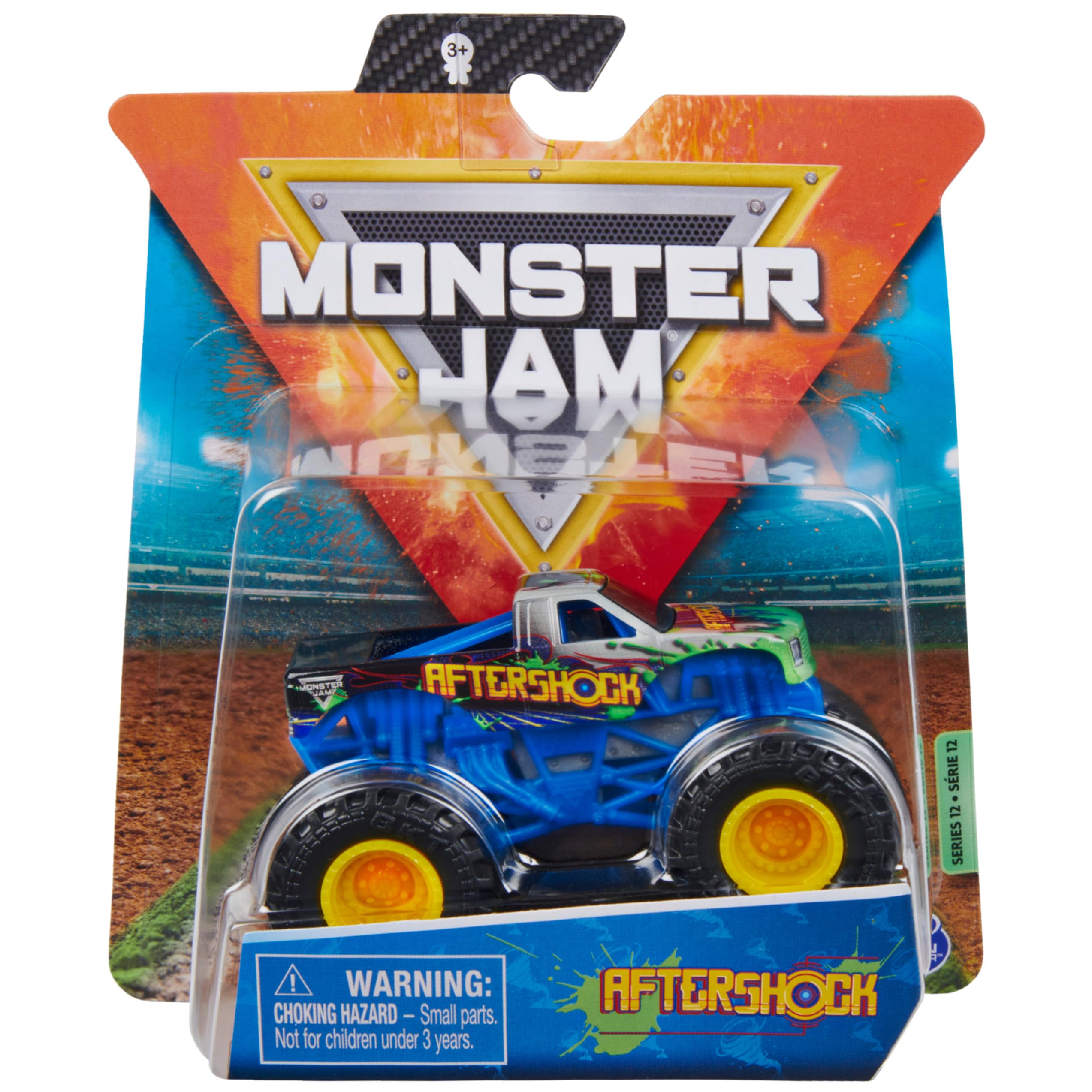 Monster Jam Aftershock truck 1:64 scale with chrome detailing for display and collection