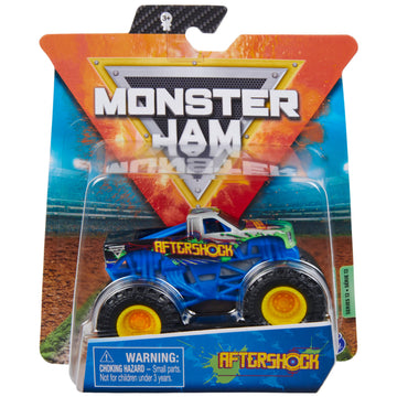 Monster Jam Aftershock truck 1:64 scale with chrome detailing for display and collection
