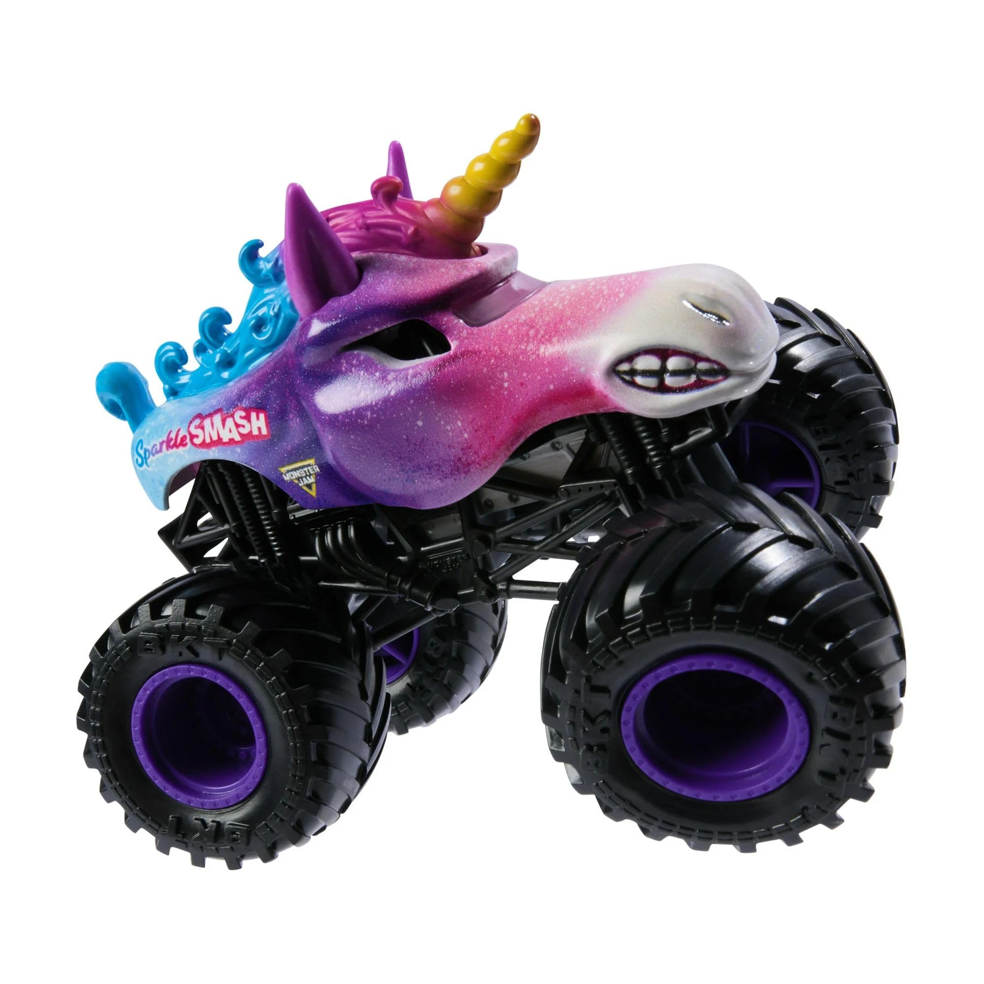 Monster Jam official BKT tires highlight rugged realism.