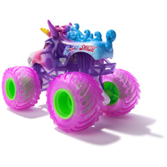 Monster Jam QR code collector poster on packaging links to your growing truck collection.