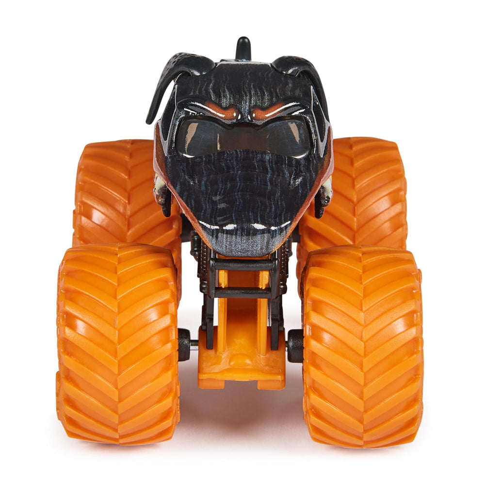 Monster Jam Ruff Crowd Monster Mutt Rottweiler 164-scale body-detail focuses on authentic styling.